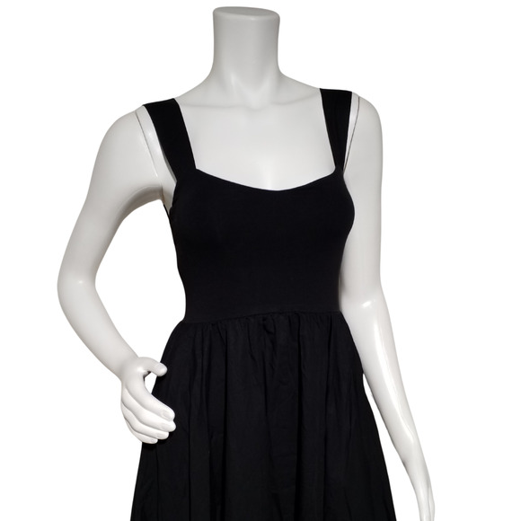 J.Crew Athena Cotton Poplin Fit & Flare Dress Black Midi Pockets Size XS NWT - Picture 2 of 7